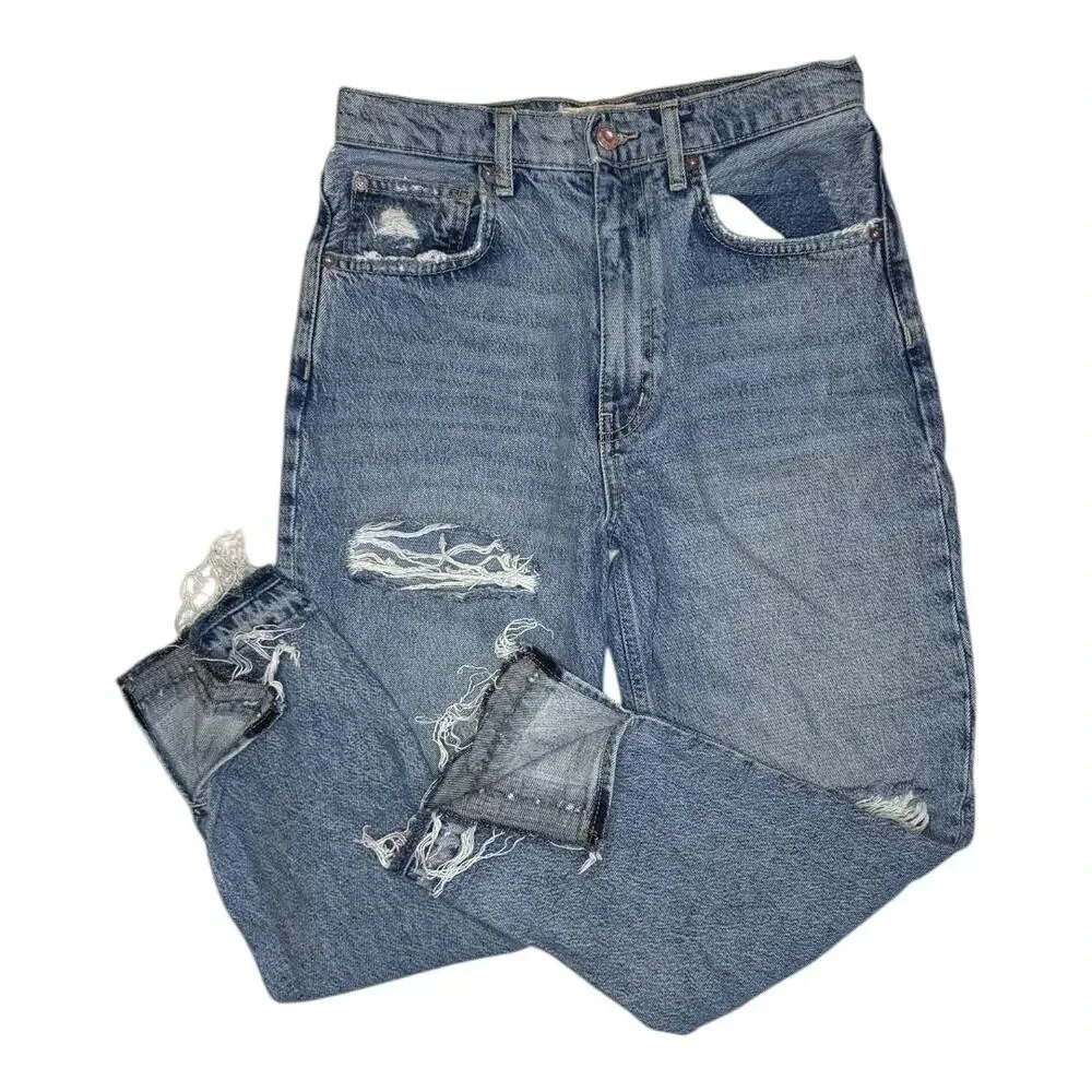 We The Free Lita Distressed Cropped Jeans in Yosemite Blue - Size 27